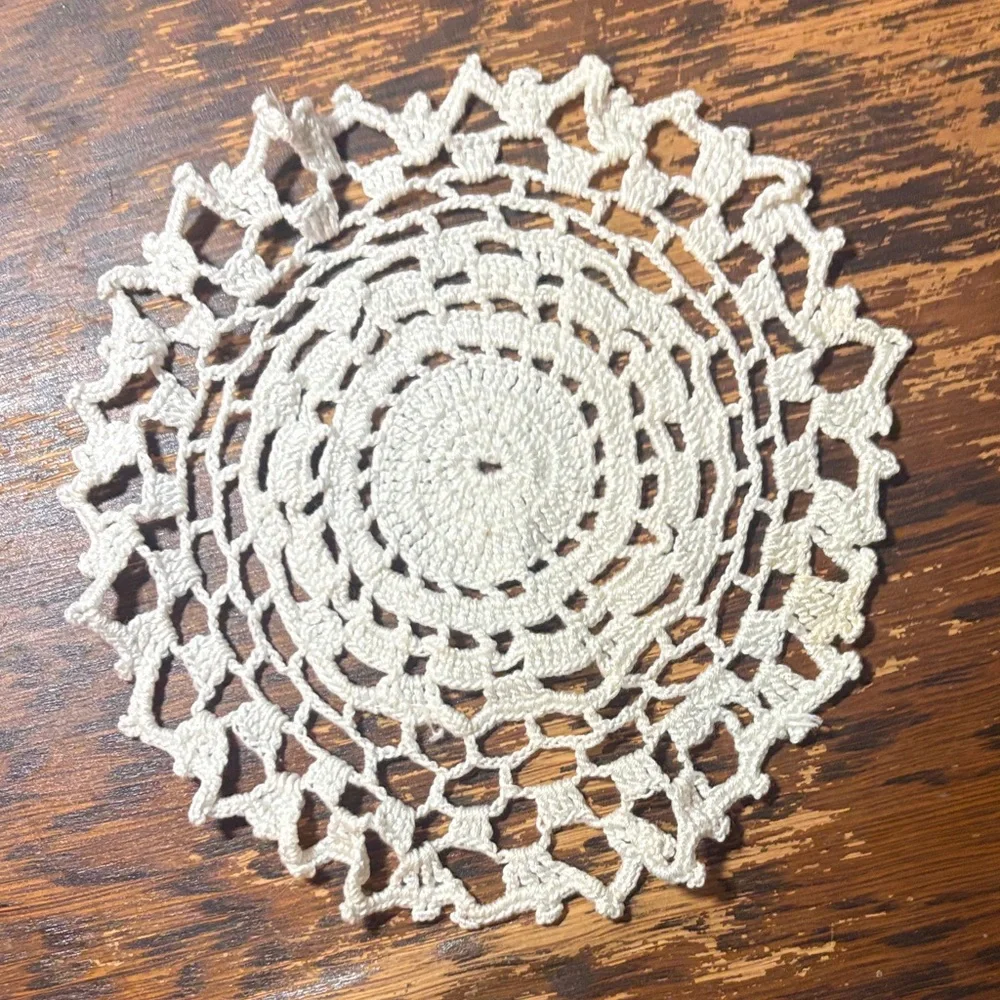 Elegant Cream Crochet Doily Furniture Cover